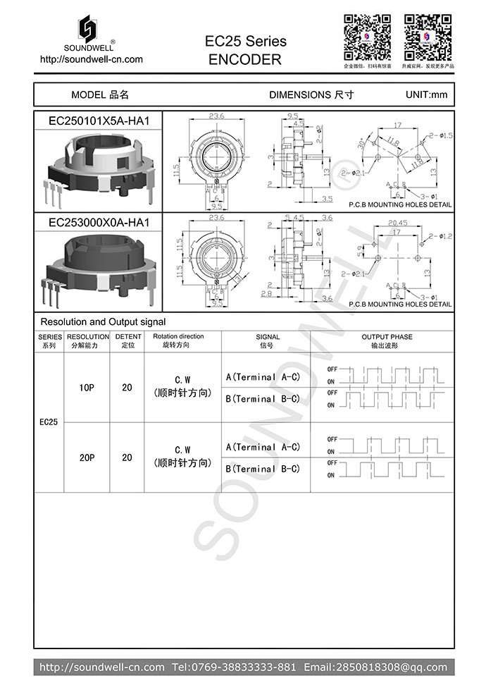 EC25中空旋转编码器规格书