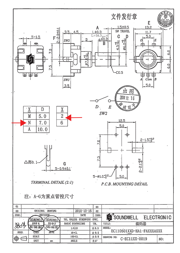 EC11按压开关编码器规格书